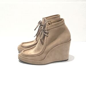 Balenciaga wedge suede booties.